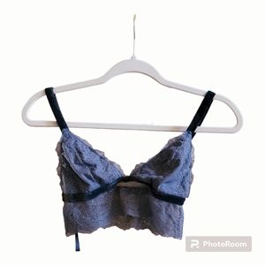 Victoria's Secret Bralette Longline Adjustable Straps Gray Lace Size S